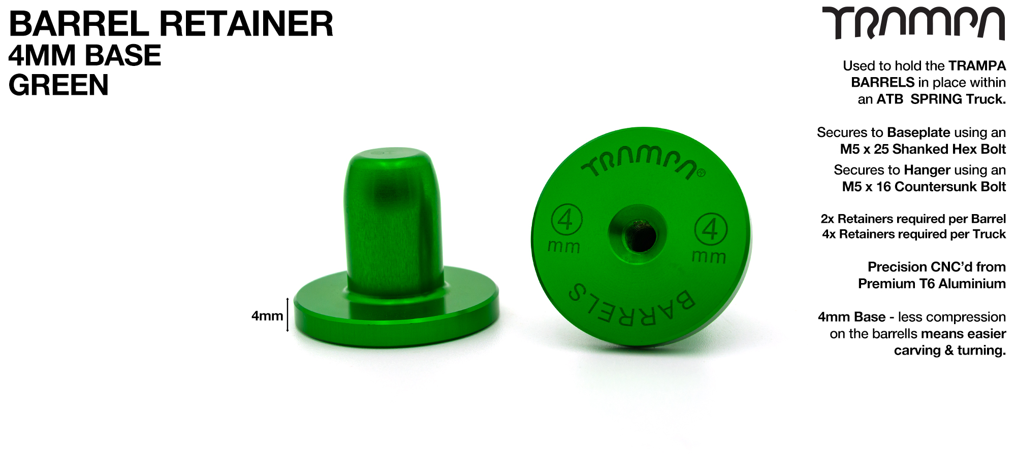 BARRELS Retainer 4mm BASE - GREEN