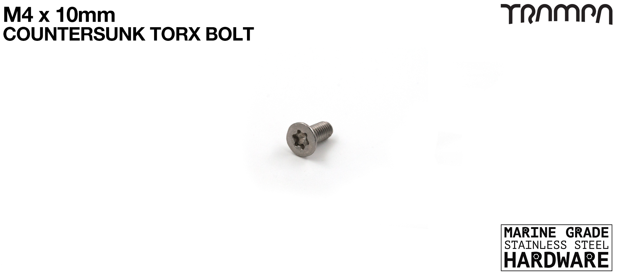 M4 x 10mm TORX Countersunk bolt Marine Grade Stainless Steel