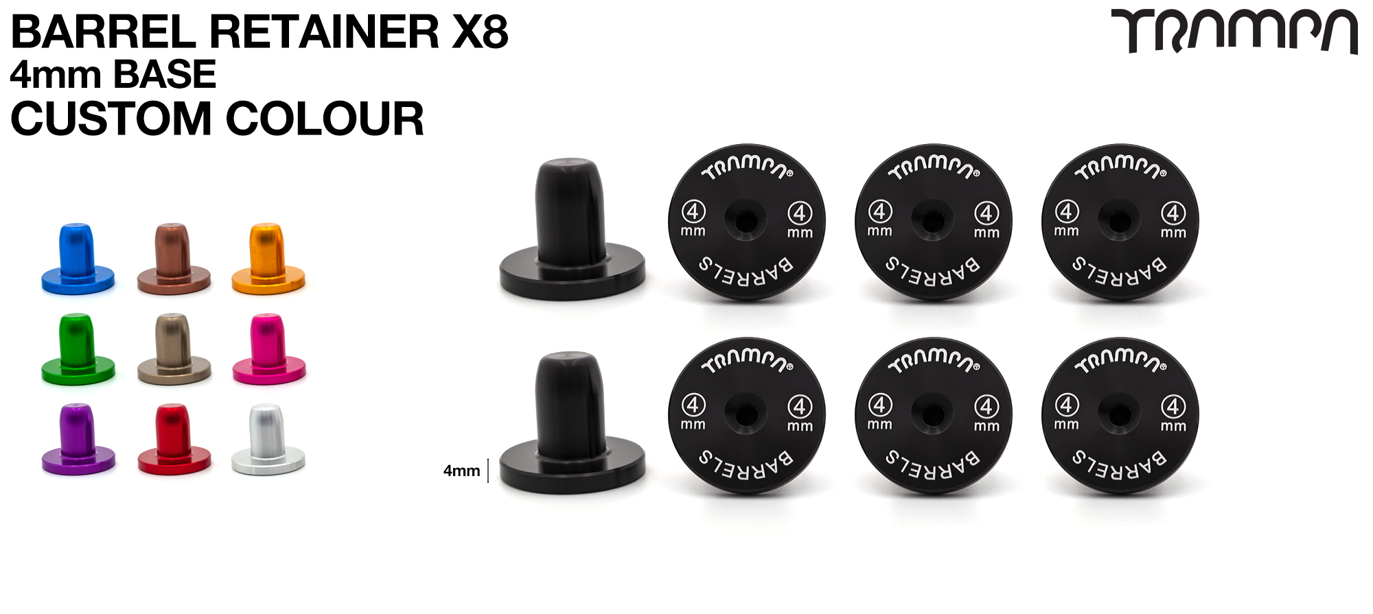 TRAMPA Barrel Retainers x8 with 4mm Base 